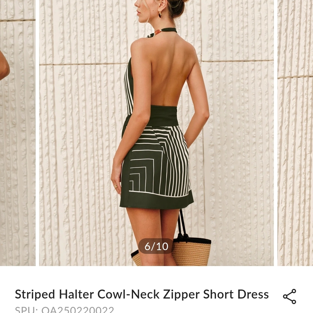 Commense Green Backless Tie Front Sundress